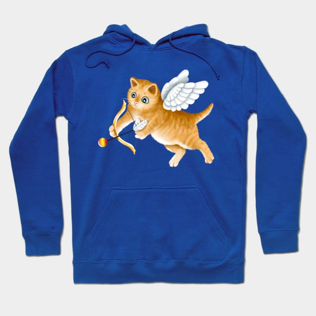 Ginger Cherub Kitten With a Bow and an Arrow Hoodie by illucalliart